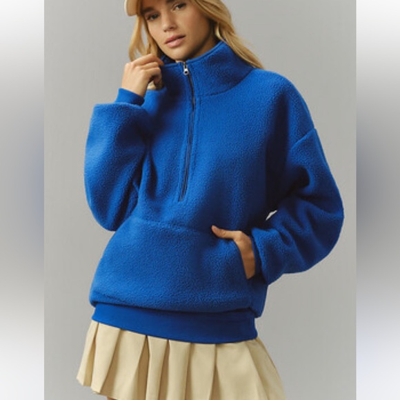 Anthropologie pilcro s Royal Blue Zip-Up Sweater - Picture 3 of 5